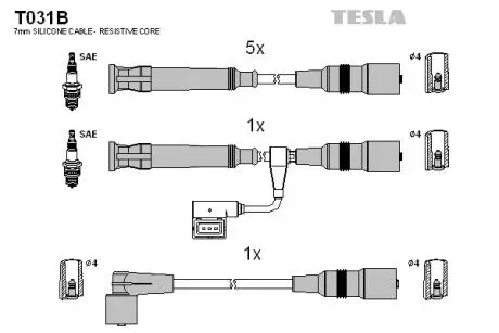 T031B Комплект кабелів запалювання TESLA підбір по vin на Brocar