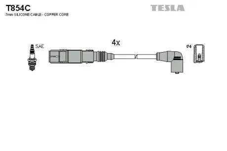 T854C Комплект кабелів запалювання TESLA підбір по vin на Brocar
