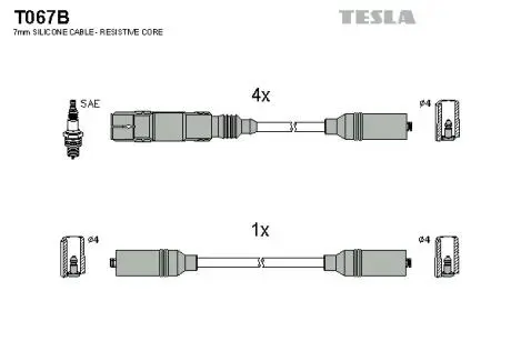 T067B Комплект кабелів запалювання TESLA підбір по vin на Brocar