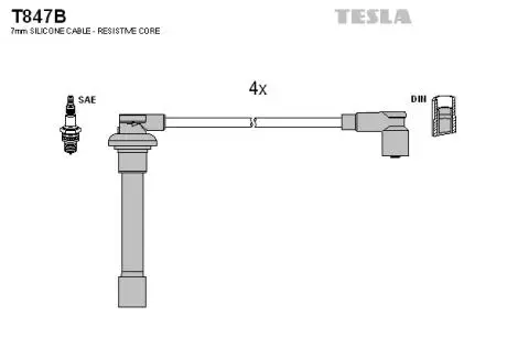 T847B Комплект кабелей зажигания TESLA подбор по vin на Brocar