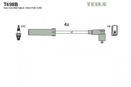 T498B Комплект кабелей зажигания TESLA подбор по vin на Brocar