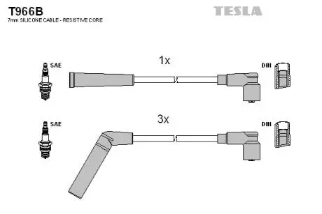 T966B Комплект кабелей зажигания TESLA подбор по vin на Brocar