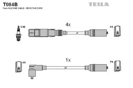 T084B Комплект кабелів запалювання TESLA підбір по vin на Brocar