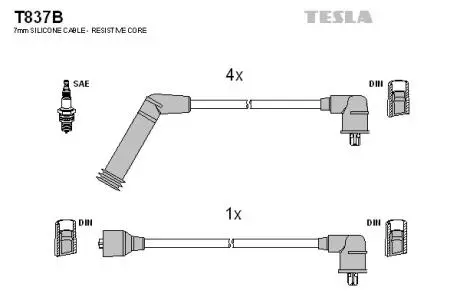 T837B Комплект кабелів запалювання TESLA підбір по vin на Brocar