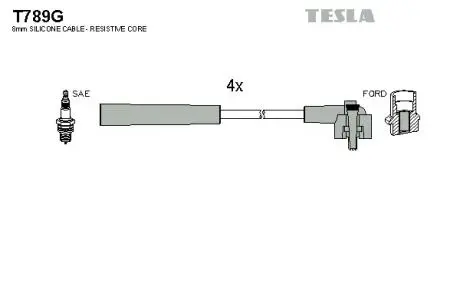 T789G Комплект кабелів запалювання TESLA підбір по vin на Brocar