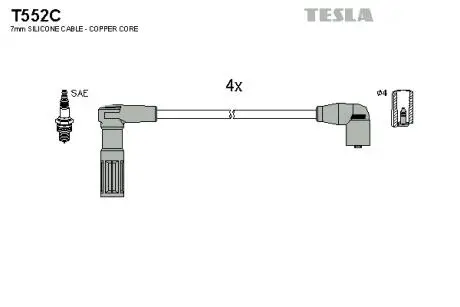 T552C Комплект кабелів запалювання TESLA підбір по vin на Brocar