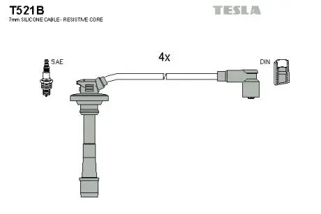 T521B Комплект кабелів запалювання TESLA підбір по vin на Brocar