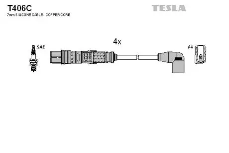 T406C Комплект кабелів запалювання TESLA підбір по vin на Brocar