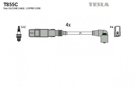 T855C Комплект кабелей зажигания TESLA подбор по vin на Brocar