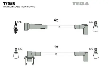 T705B Комплект кабелів запалювання TESLA підбір по vin на Brocar