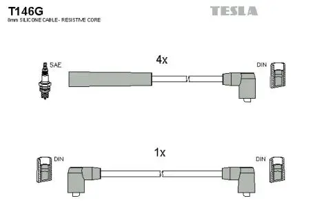 T146G Комплект кабелів запалювання TESLA підбір по vin на Brocar
