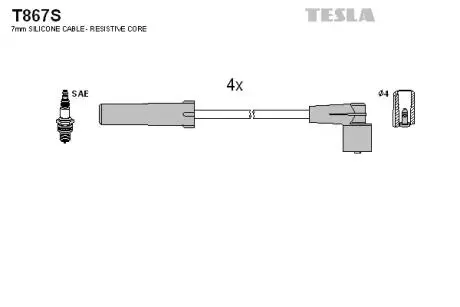 T867S Комплект кабелів запалювання TESLA підбір по vin на Brocar