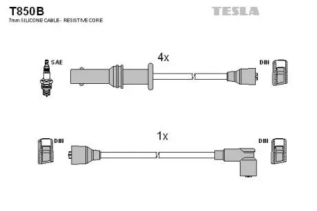T850B Комплект кабелів запалювання TESLA підбір по vin на Brocar