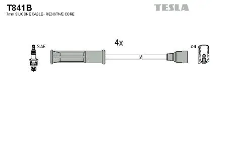 T841B Комплект кабелів запалювання TESLA підбір по vin на Brocar
