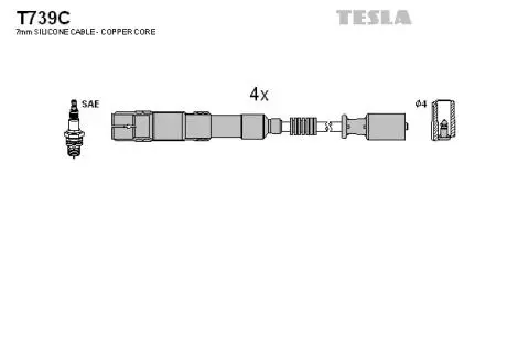 T739C Комплект кабелей зажигания TESLA подбор по vin на Brocar
