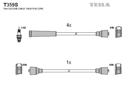 T359S Комплект кабелей зажигания TESLA підбір по vin на Brocar