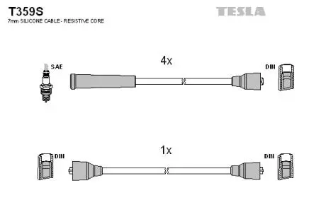 T359S Комплект кабелів запалювання TESLA підбір по vin на Brocar