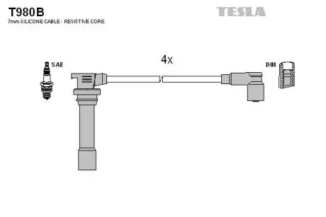 T980B Комплект кабелів запалювання TESLA підбір по vin на Brocar