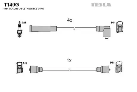 T140G Комплект кабелів запалювання TESLA підбір по vin на Brocar