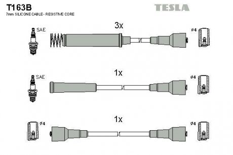 T163B Комплект кабелей зажигания TESLA подбор по vin на Brocar