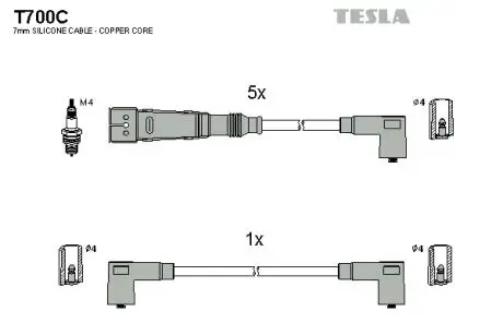 T700C Комплект кабелів запалювання TESLA підбір по vin на Brocar