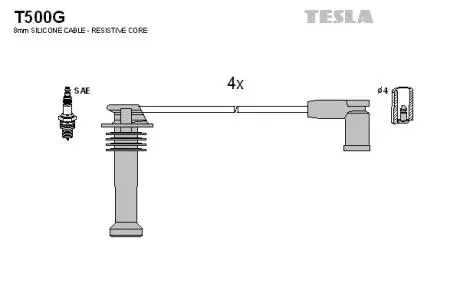T500G Комплект кабелів запалювання TESLA підбір по vin на Brocar