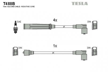 T488B Комплект кабелей зажигания TESLA підбір по vin на Brocar