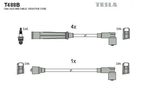 T488B Комплект кабелів запалювання TESLA підбір по vin на Brocar