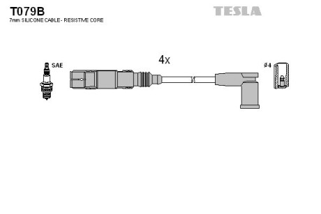 T079B Комплект кабелів запалювання TESLA підбір по vin на Brocar