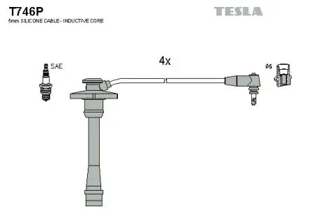 T746P Комплект кабелів запалювання TESLA підбір по vin на Brocar
