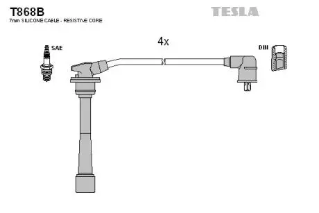 T868B Комплект кабелів запалювання TESLA підбір по vin на Brocar