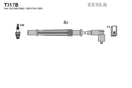 T317B Комплект кабелів запалювання TESLA підбір по vin на Brocar