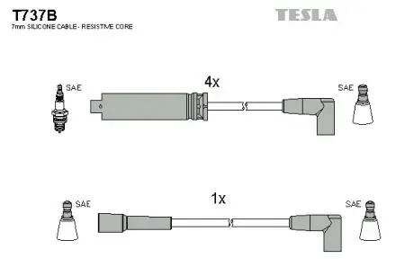 T737B Комплект кабелей зажигания TESLA подбор по vin на Brocar