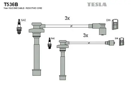 T536B Комплект кабелів запалювання TESLA підбір по vin на Brocar