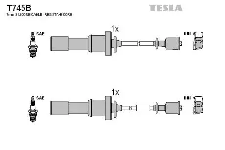 T745B Комплект кабелів запалювання TESLA підбір по vin на Brocar