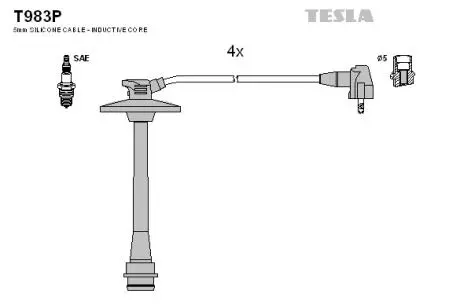 T983P Комплект кабелей зажигания TESLA подбор по vin на Brocar