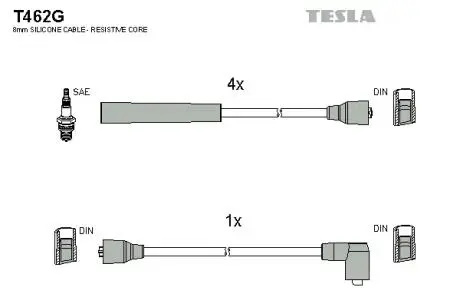 T462G Комплект кабелей зажигания TESLA підбір по vin на Brocar