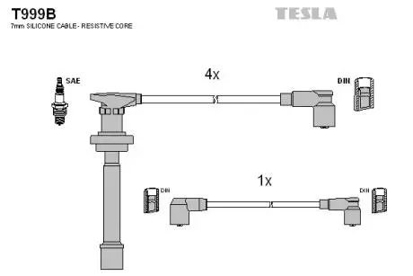T999B Комплект кабелей зажигания TESLA подбор по vin на Brocar