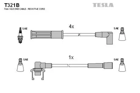 T321B Комплект кабелів запалювання TESLA підбір по vin на Brocar