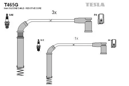 T465B Комплект кабелей зажигания TESLA подбор по vin на Brocar