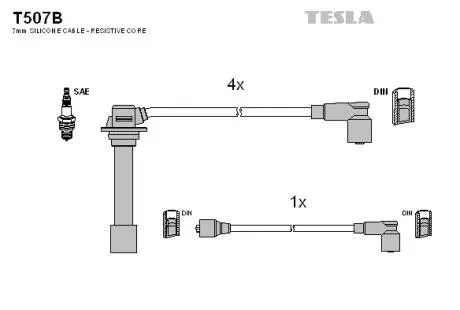 T507B Комплект кабелей зажигания TESLA підбір по vin на Brocar