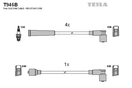 T946B Комплект кабелей зажигания TESLA подбор по vin на Brocar