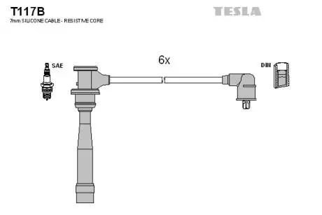T117B Комплект кабелів запалювання TESLA підбір по vin на Brocar