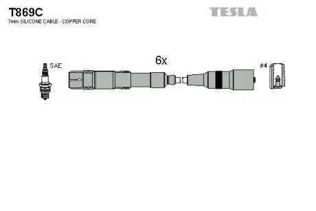 T869C Комплект кабелів запалювання TESLA підбір по vin на Brocar