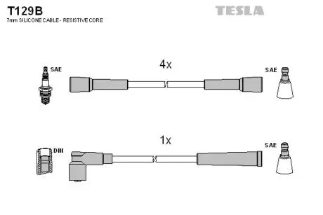 T129B Комплект кабелів запалювання TESLA підбір по vin на Brocar
