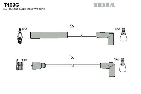 T469G Комплект кабелів запалювання TESLA підбір по vin на Brocar