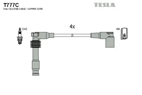 T777C Комплект кабелів запалювання TESLA підбір по vin на Brocar