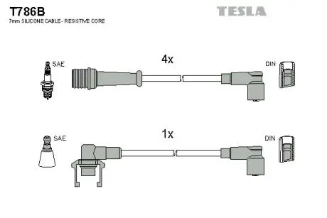 T786B Комплект кабелів запалювання TESLA підбір по vin на Brocar