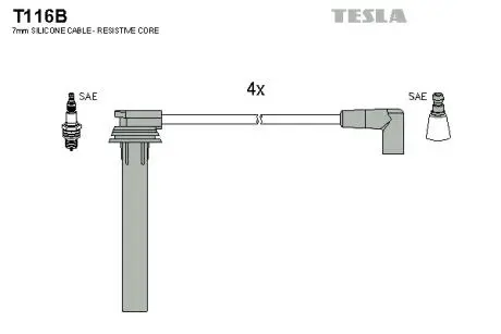 T116B Комплект кабелей зажигания TESLA подбор по vin на Brocar