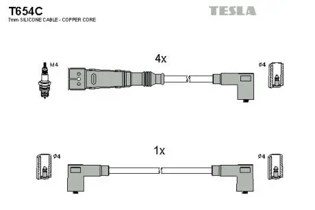 T654C Комплект кабелів запалювання TESLA підбір по vin на Brocar